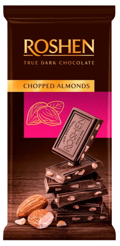 Шоколад Roshen чорний з підсоленим мигдалем 85 г